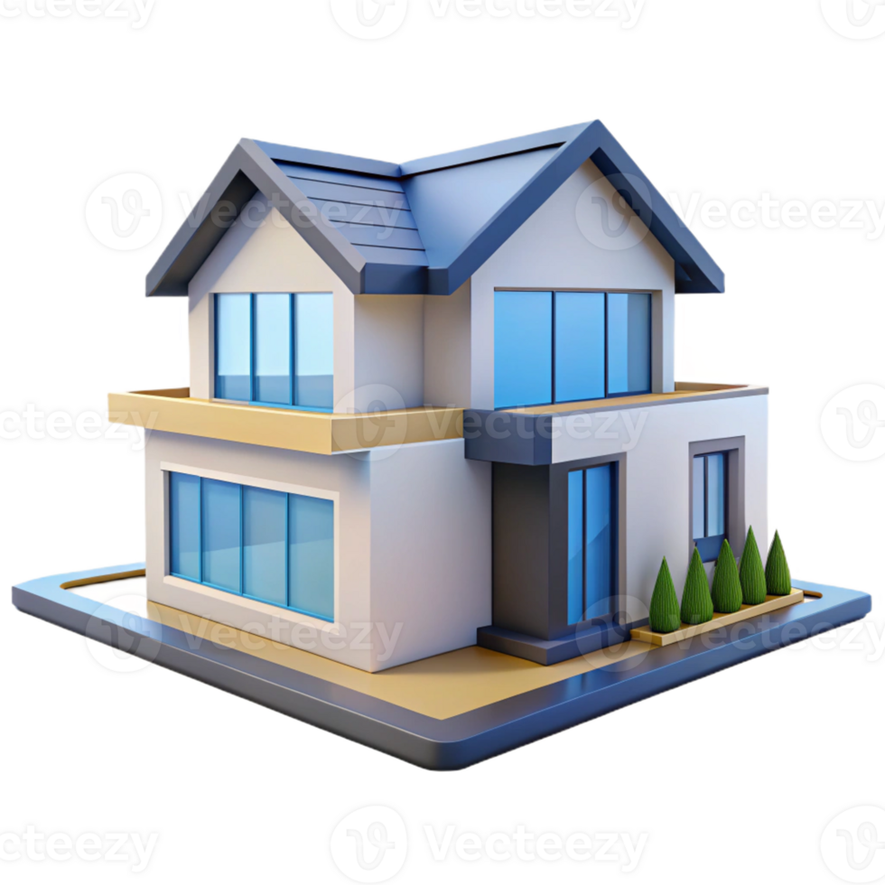stunning traditional 3D rendering of a modern house, authentic png