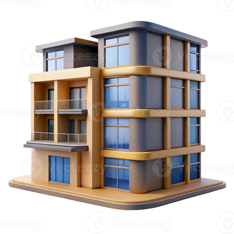 serene vintage Modern apartment building facade, section, exclusive png