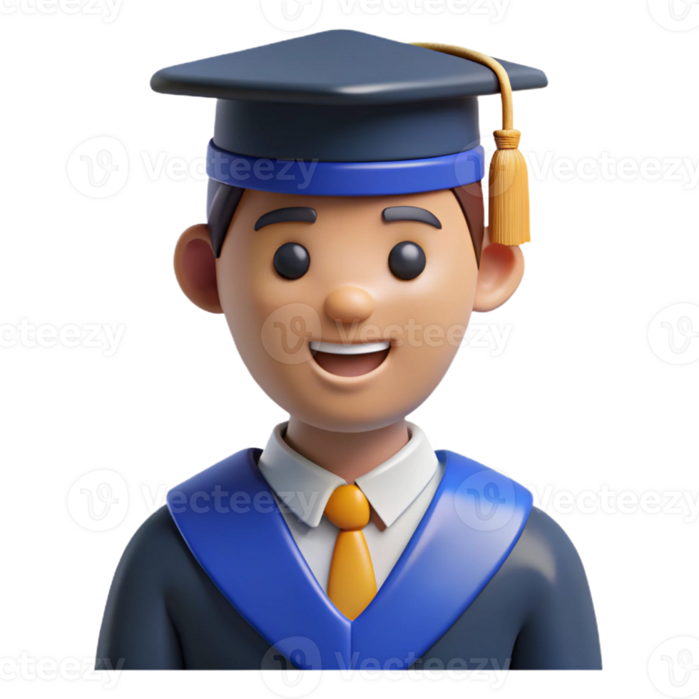 beautiful classic Graduate student in cap and gown genuine png
