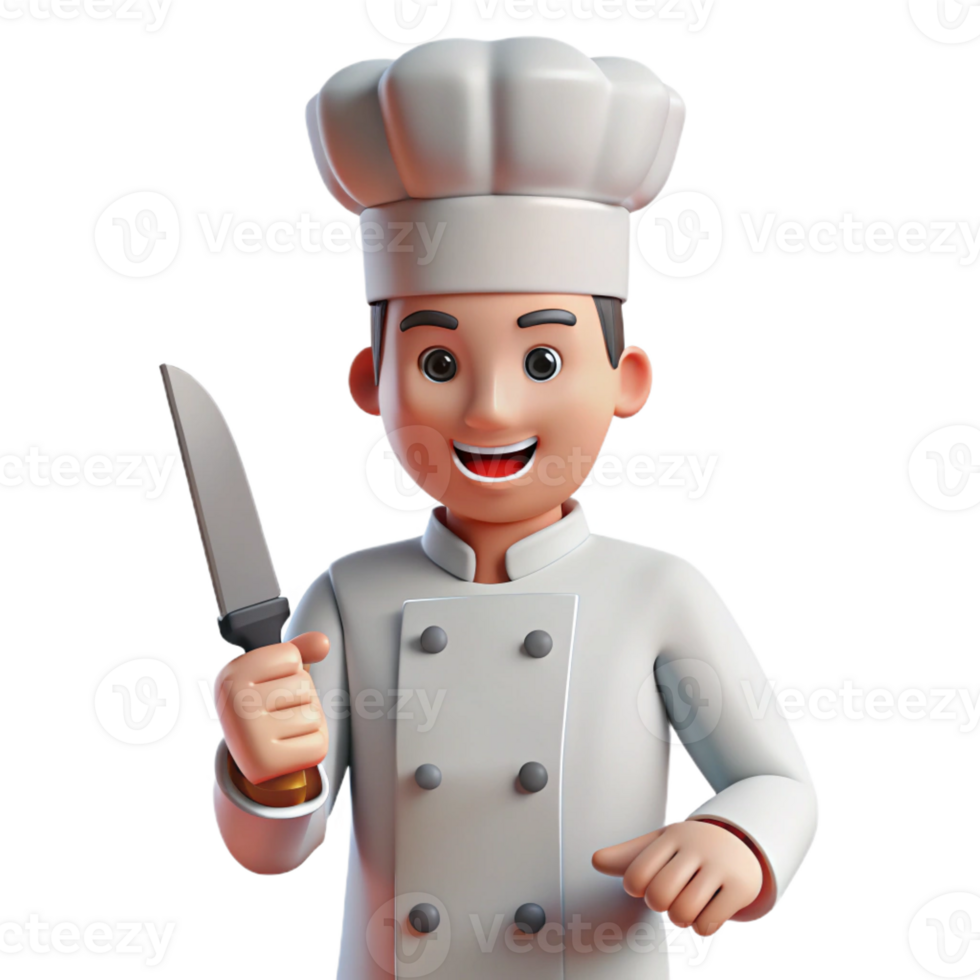 magnificent contemporary Chef in a uniform holding a knife authentic png