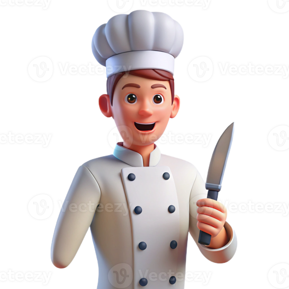 vibrant rustic Chef in a uniform holding a knife premium png