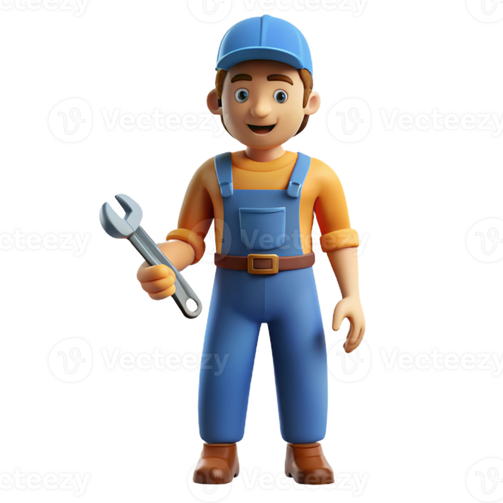 wonderful abstract Mechanic in overalls with a wrench professional png