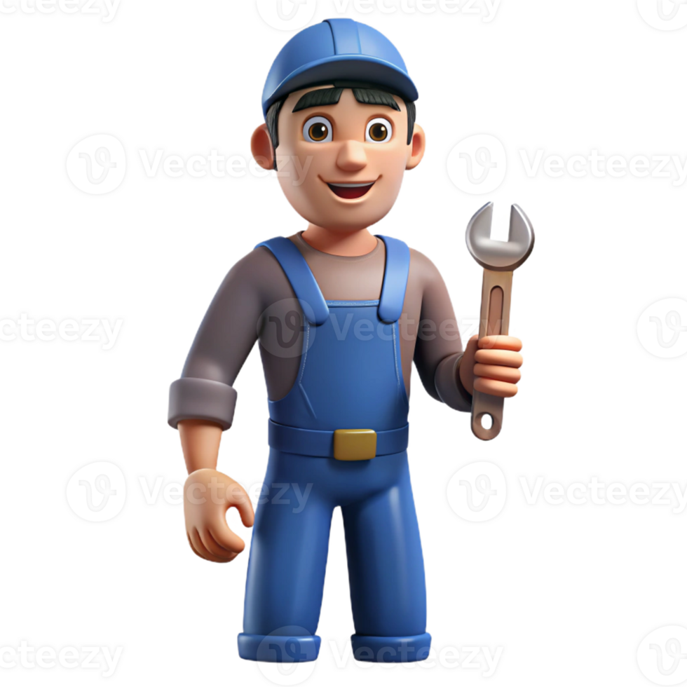 extraordinary creative Mechanic in overalls with a wrench premium png