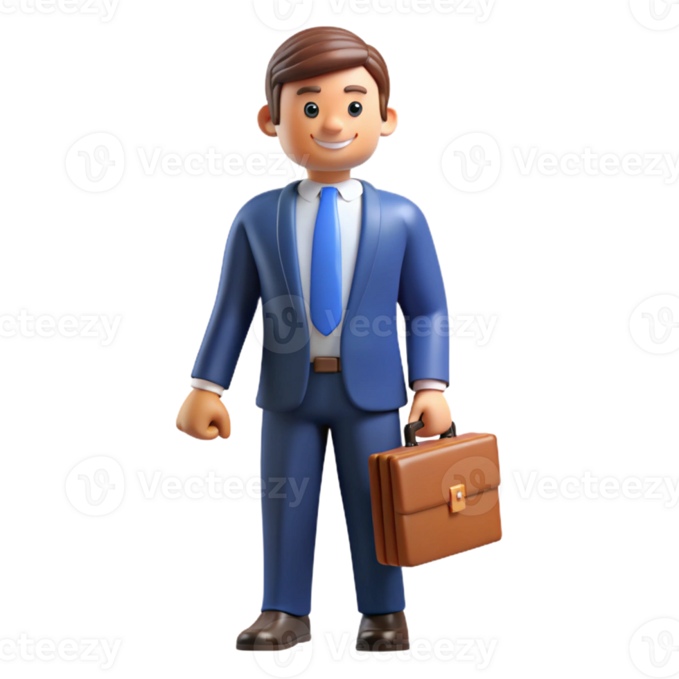 elegant creative Businessman in suit with briefcase genuine png