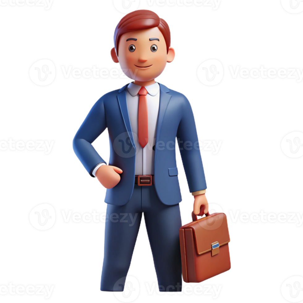 beautiful artistic Businessman in suit with briefcase 4K png