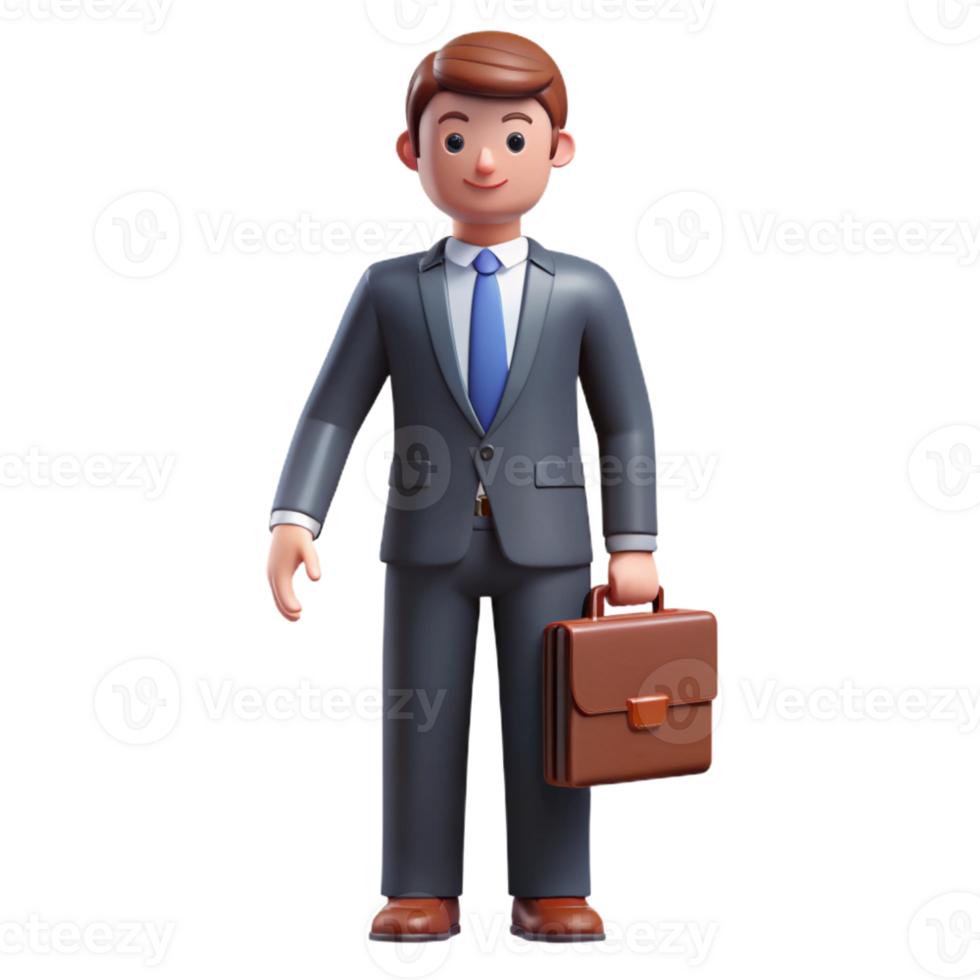 extraordinary minimalist Businessman in suit with briefcase high quality png