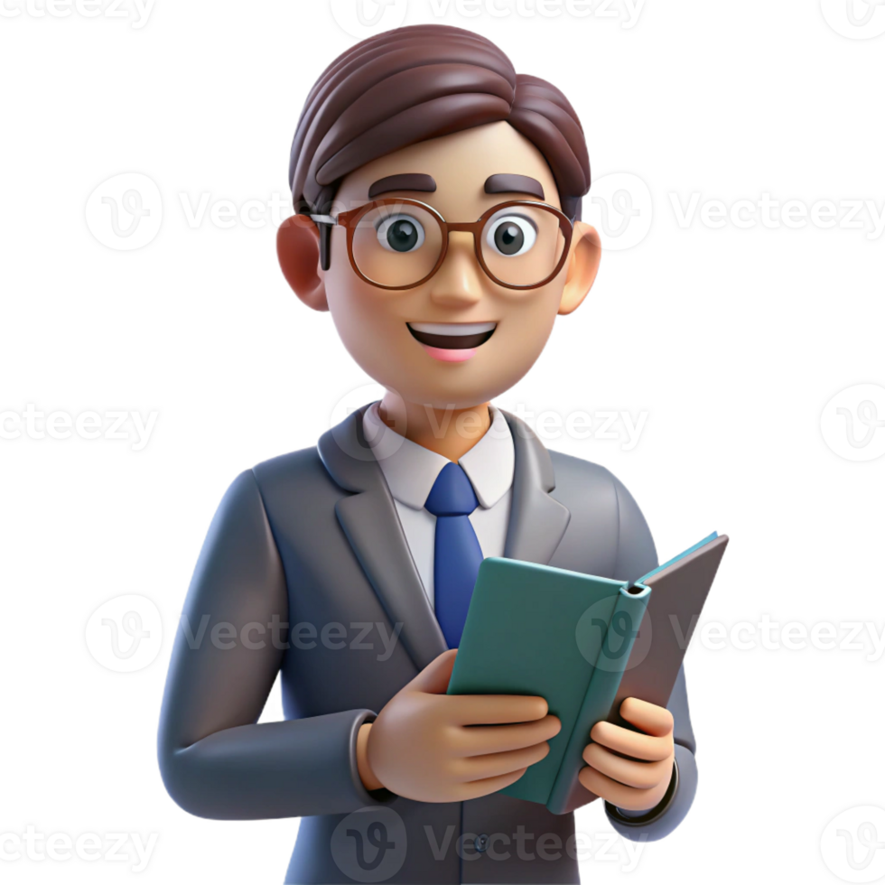 wonderful artistic Teacher with glasses and a book exclusive png