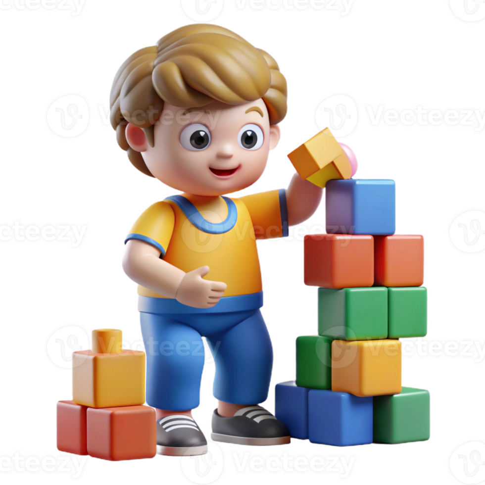 extraordinary modern Child playing with building blocks original png