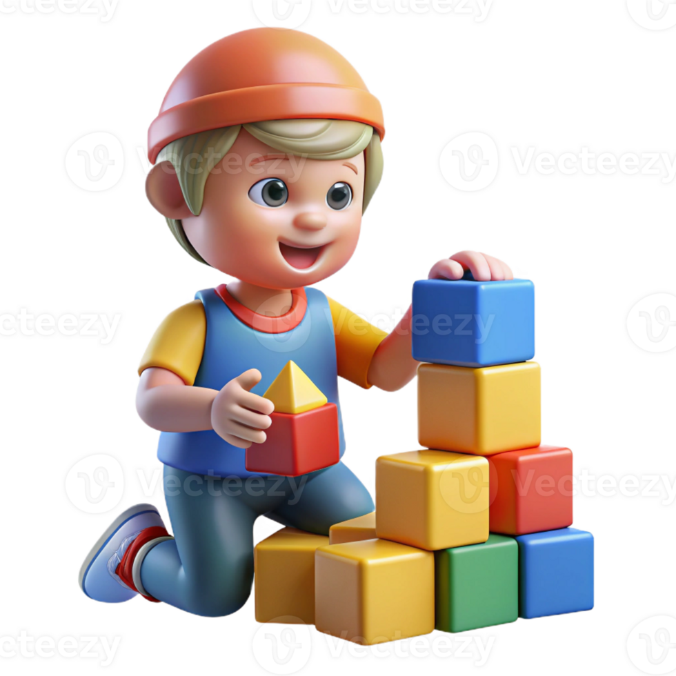 magnificent creative Child playing with building blocks high resolution png