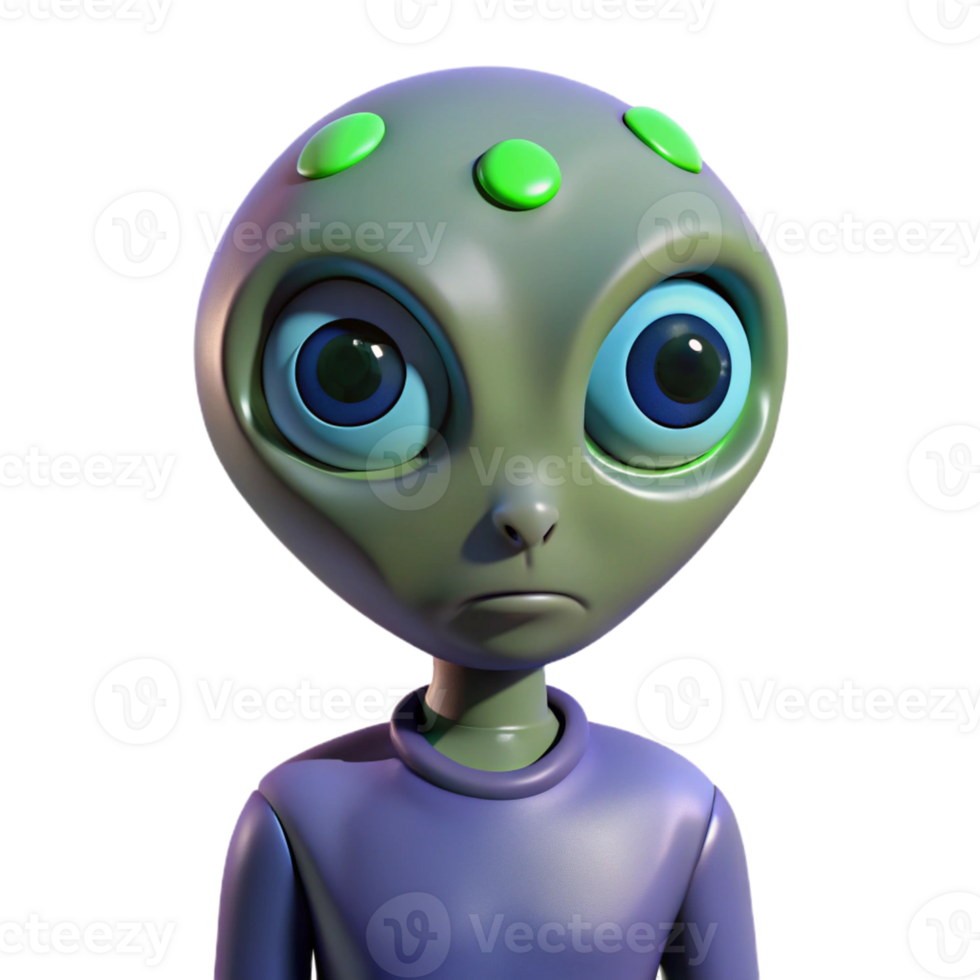 beautiful minimalist Alien with three eyes original png