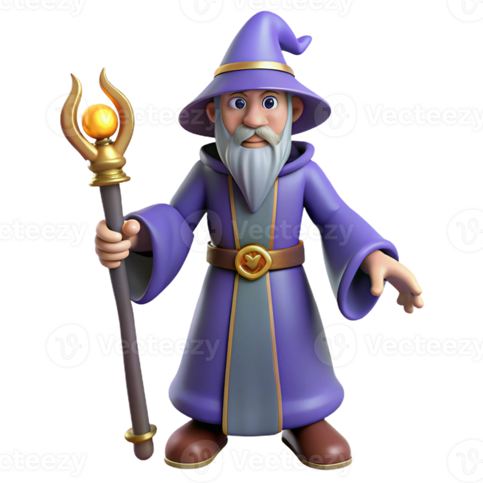 vibrant creative Wizard with a staff detailed png