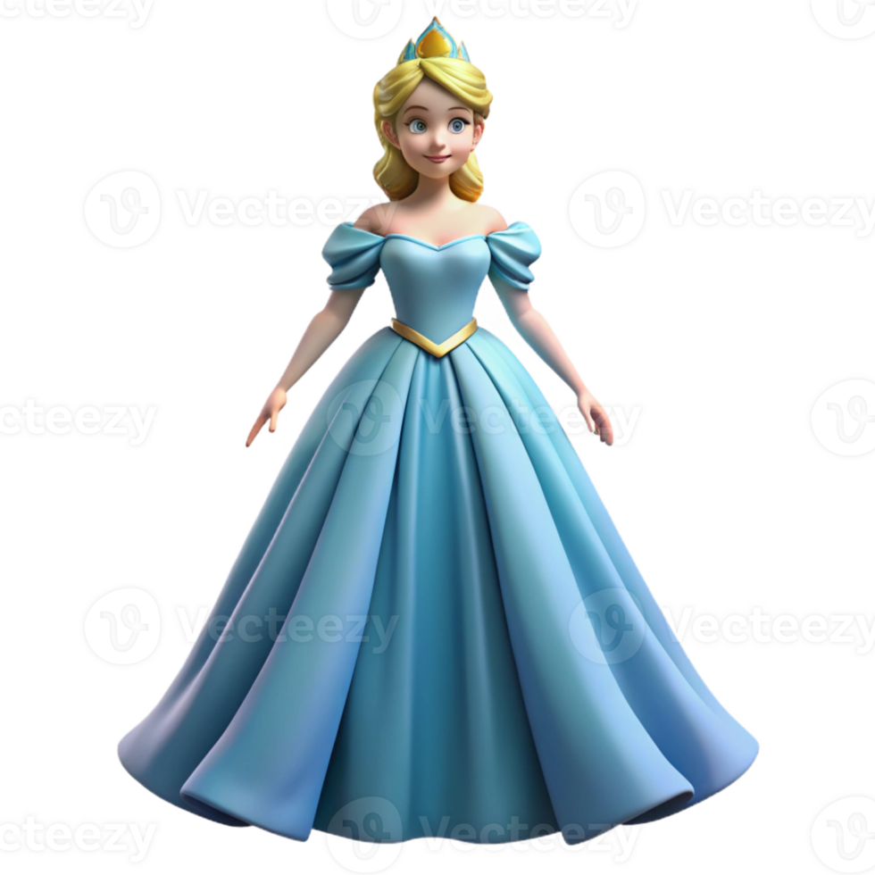 serene creative Princess in a flowing gown detailed png