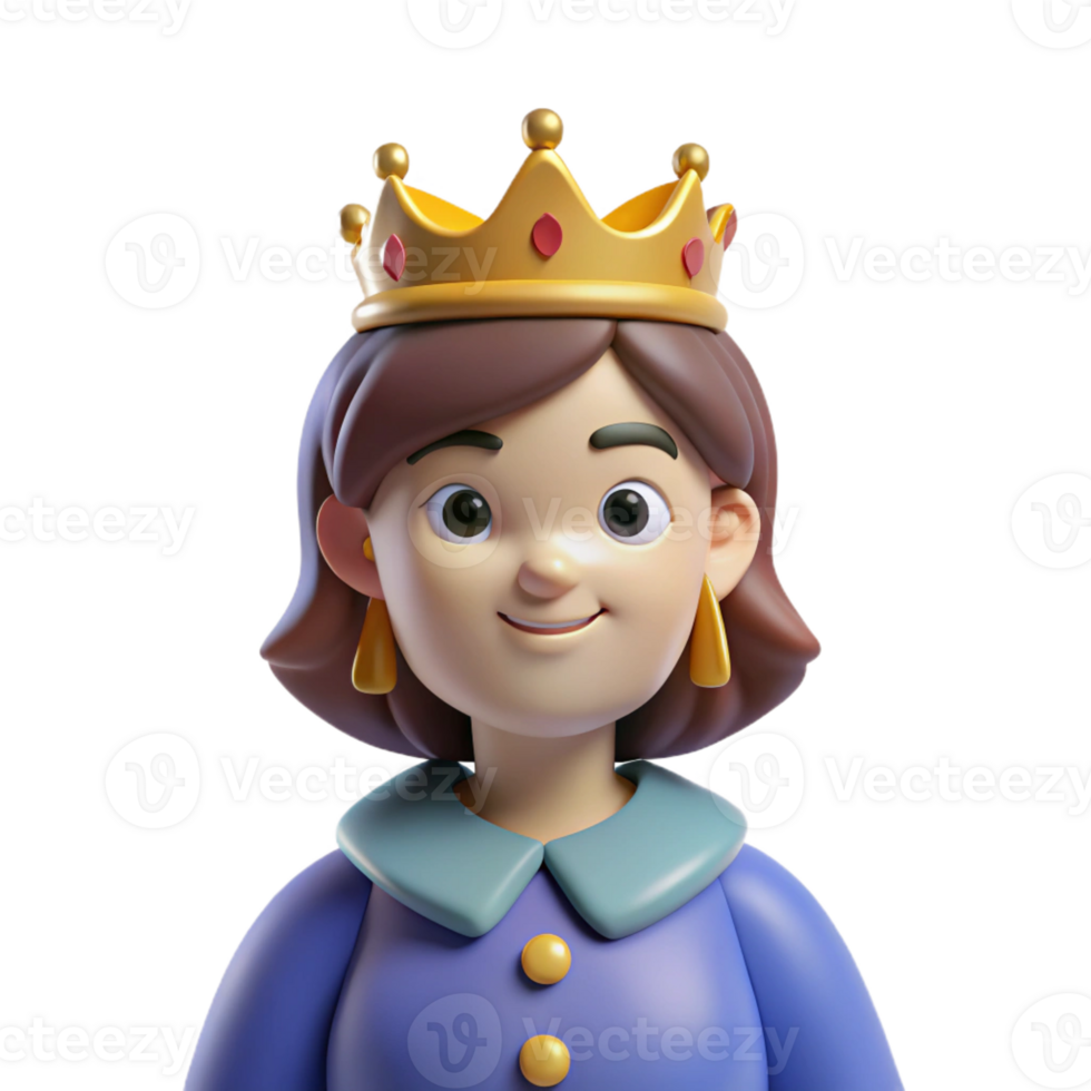 vibrant minimalist Queen with a crown high quality png