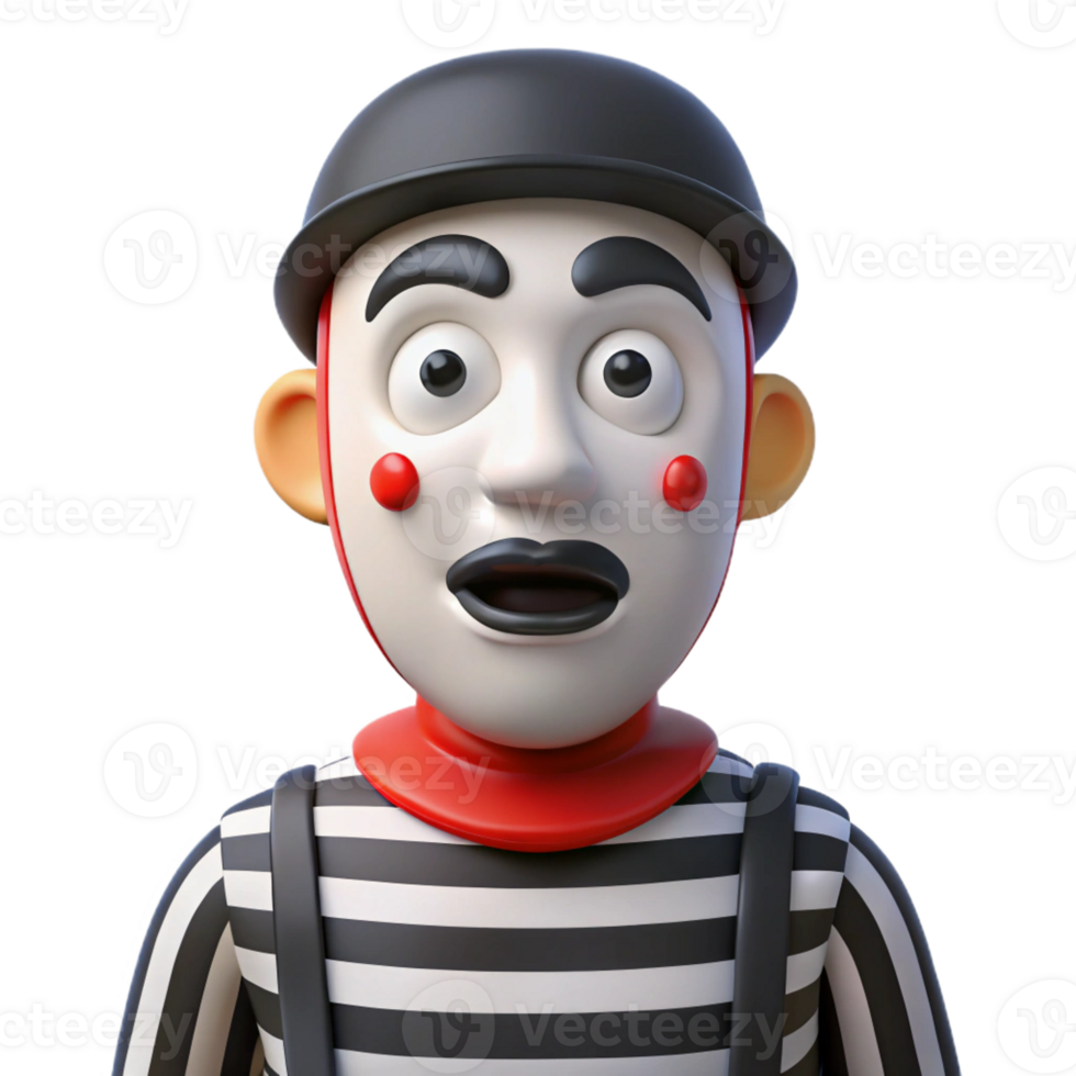 dramatic abstract Mime with white face paint authentic png