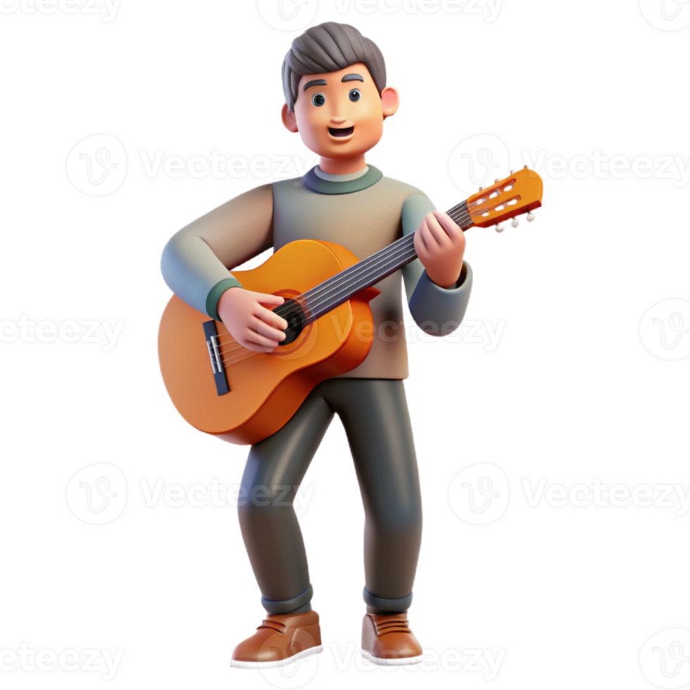 impressive minimalist Musician playing a guitar 4K png