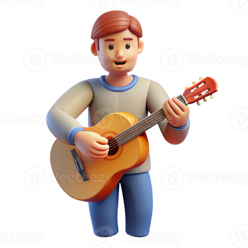 beautiful abstract Musician playing a guitar premium png