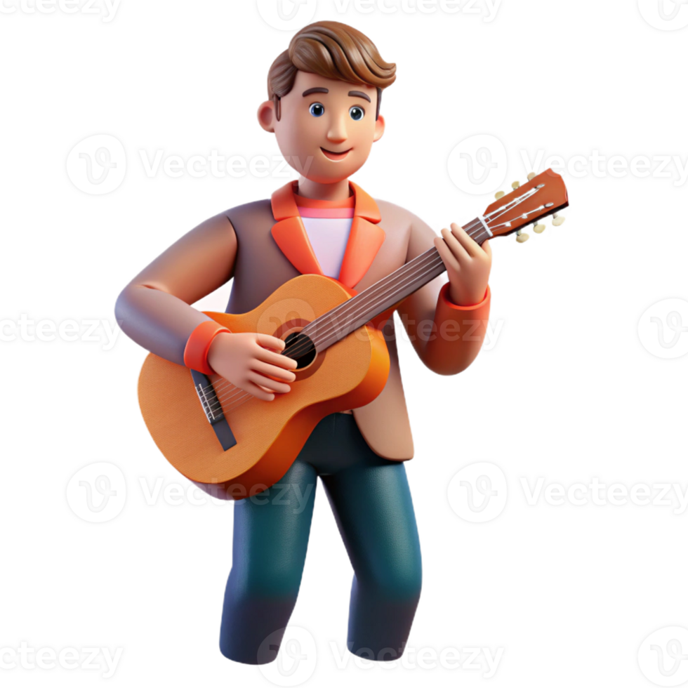 magnificent abstract Musician playing a guitar 4K png