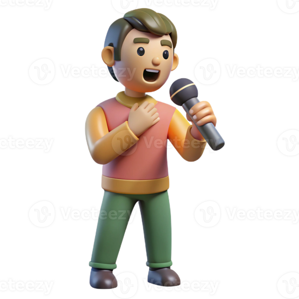 impressive contemporary Singer with a microphone authentic png