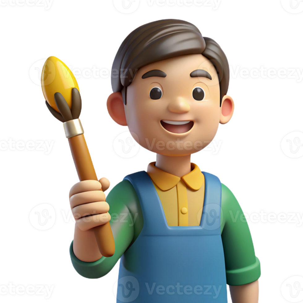 dramatic rustic Artist with a paintbrush authentic png
