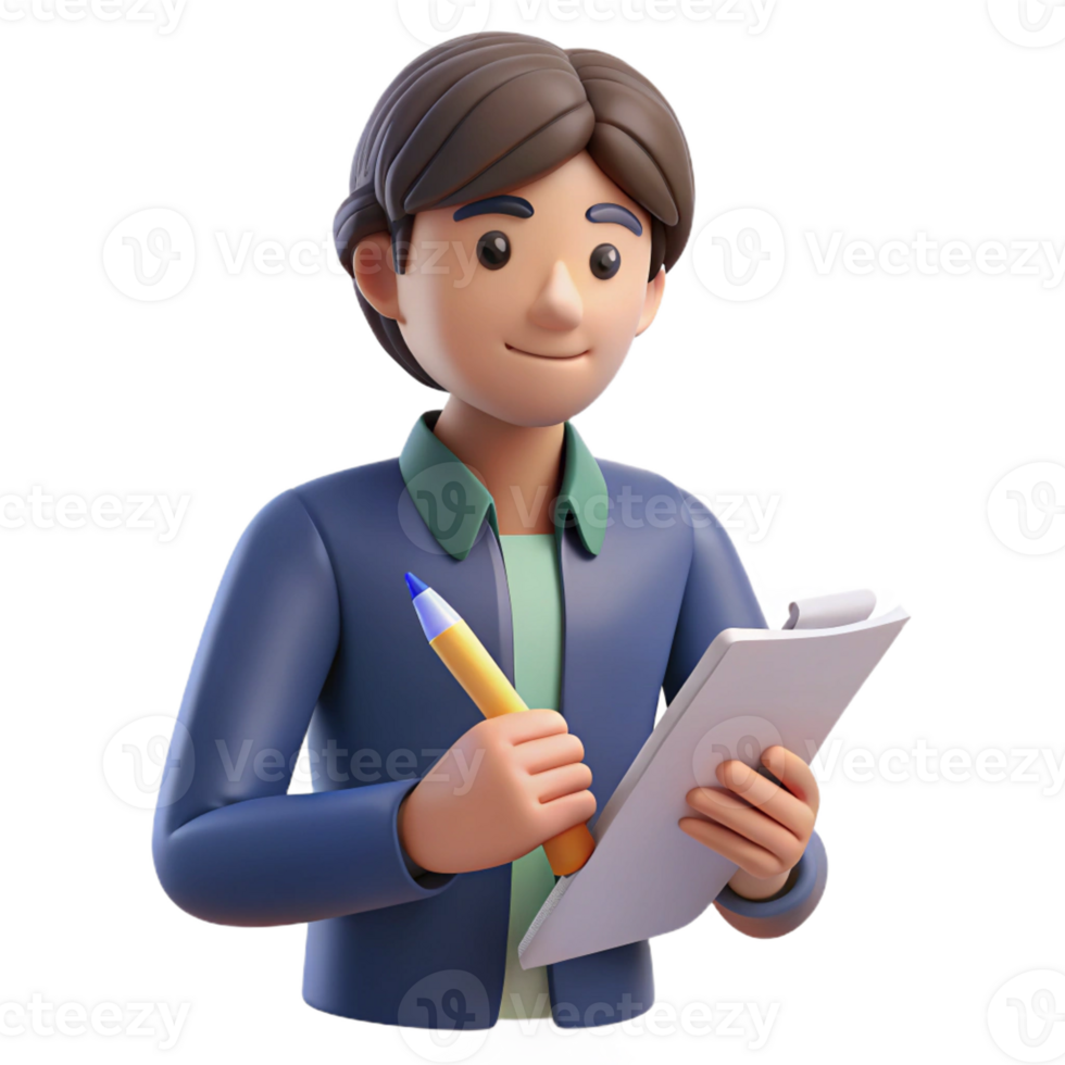 elegant vintage Writer with a pen and paper detailed png