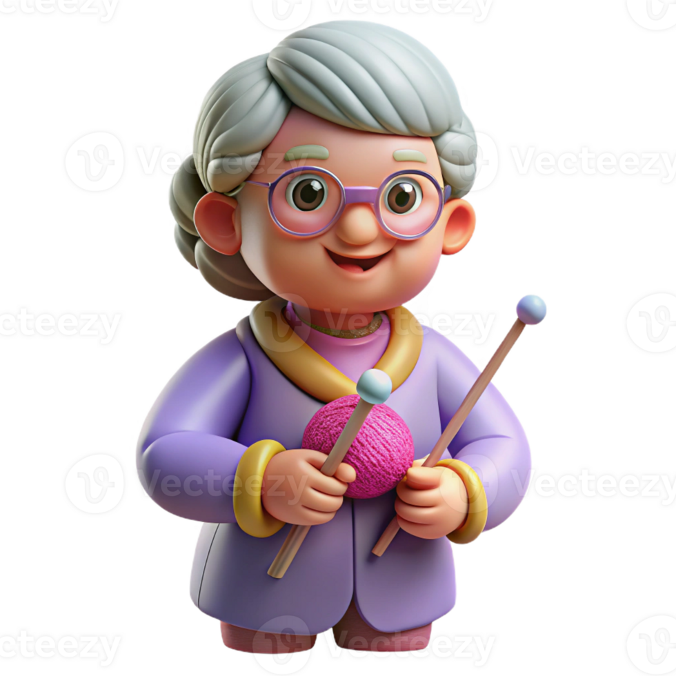 extraordinary rustic Senior woman with knitting needles original png
