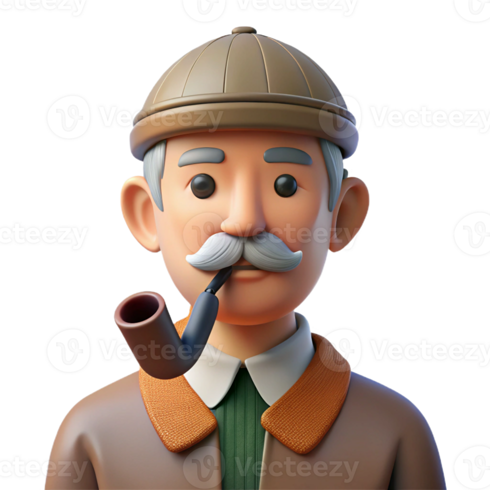 extraordinary vintage Senior man with a pipe high resolution png
