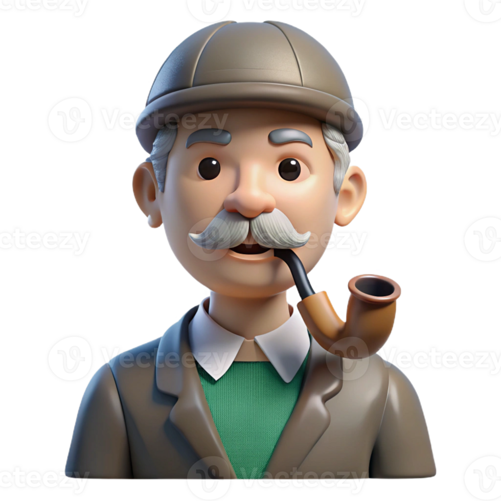 impressive rustic Senior man with a pipe original png