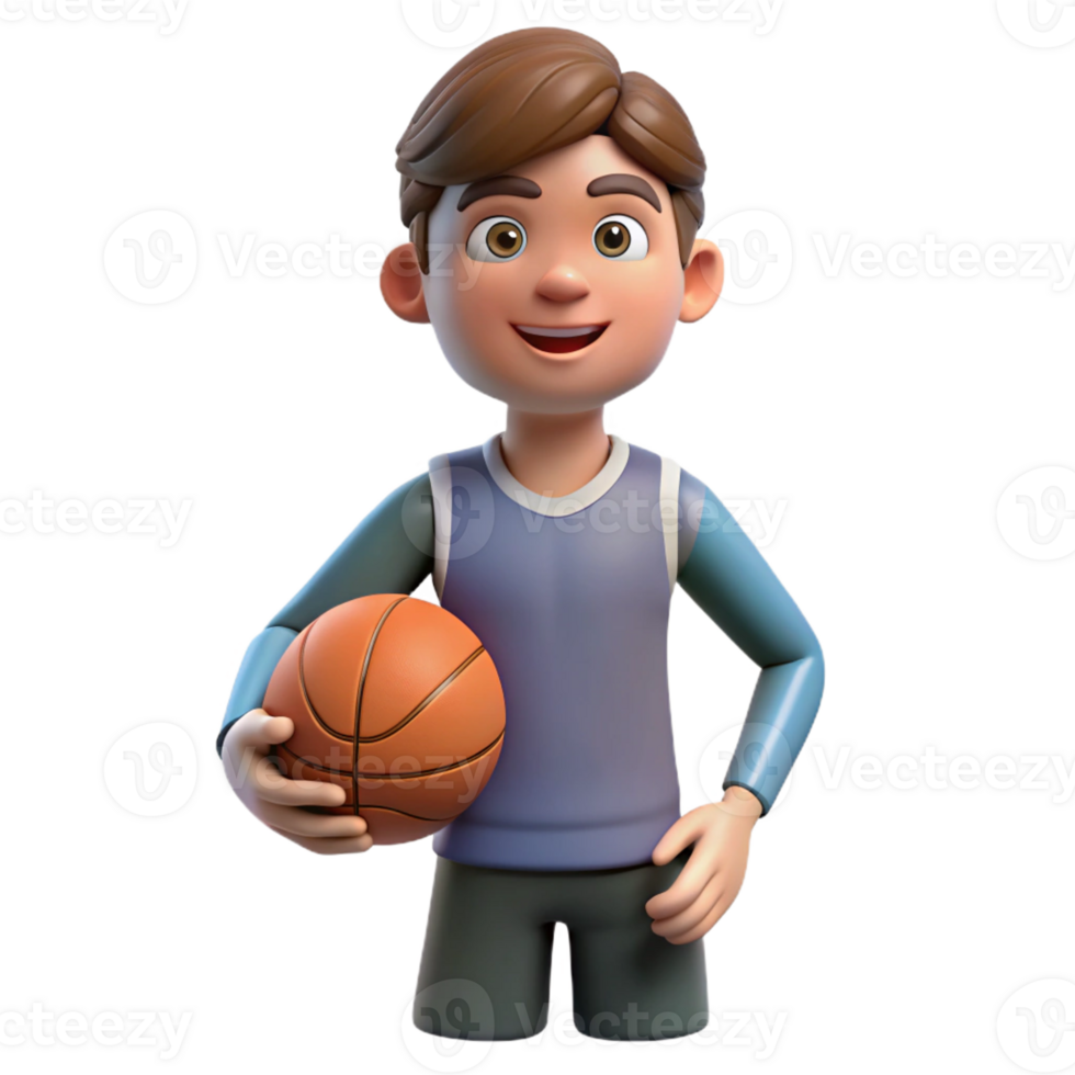 serene minimalist Teenage boy with a basketball high quality png