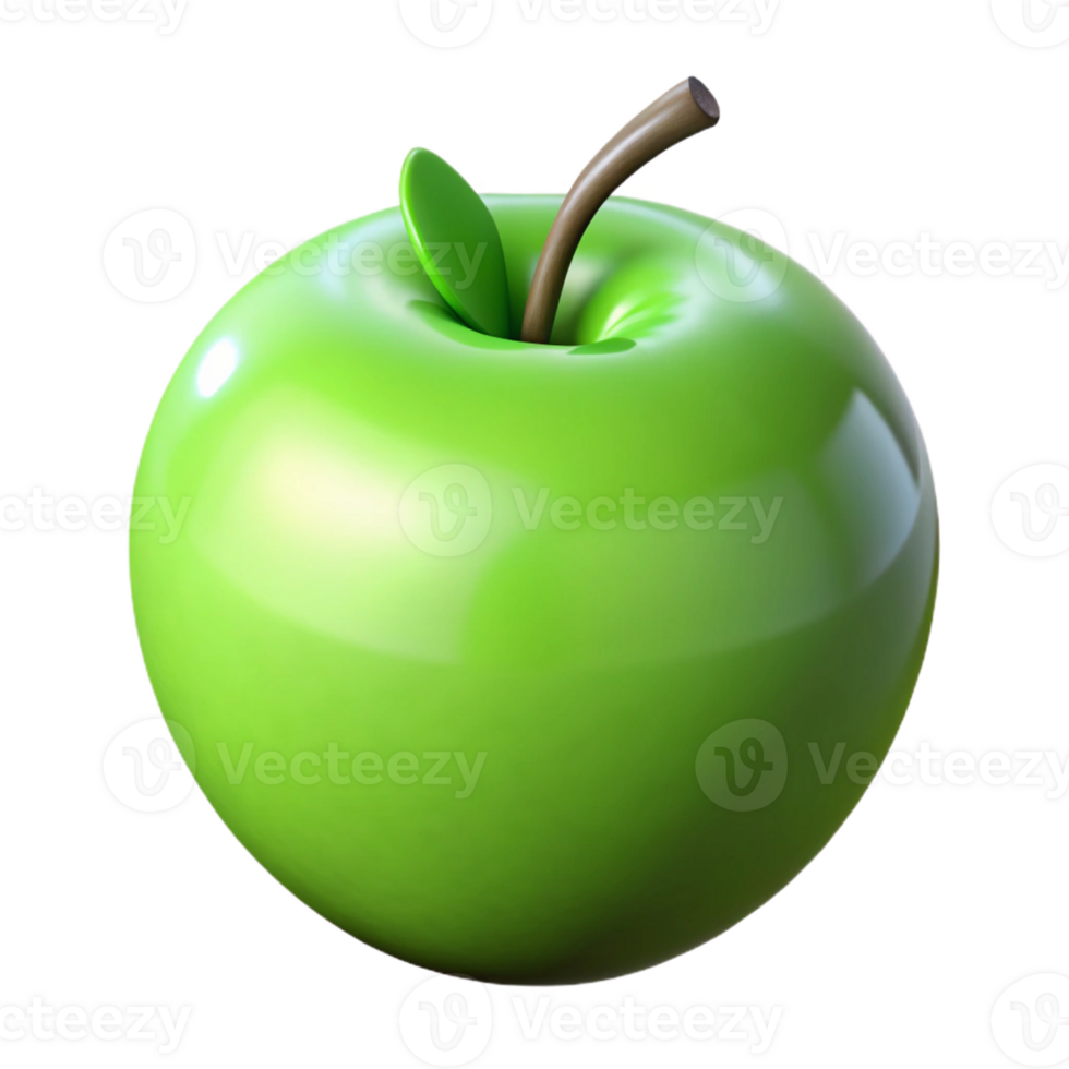 vibrant classic Ripe green apple with stem detailed png