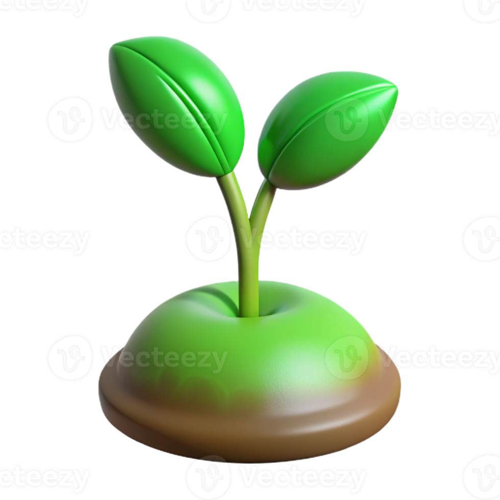 vibrant creative Green sprouting seedling with two leaves 4K png