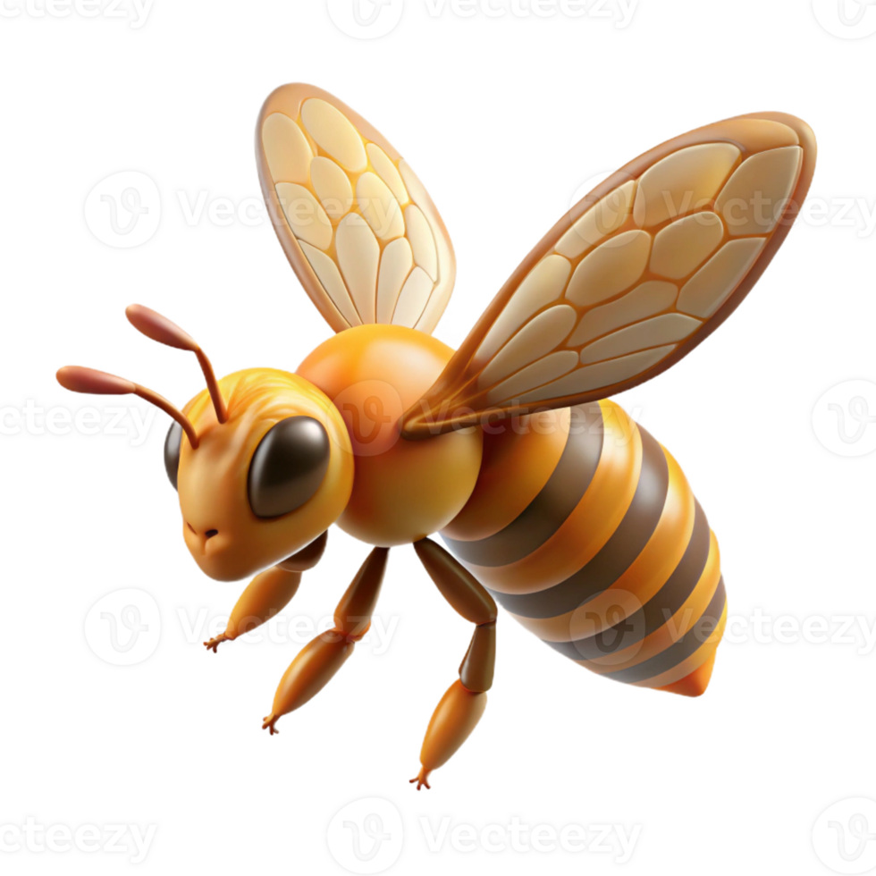 wonderful modern Honeybee in flight with pollen on legs premium png