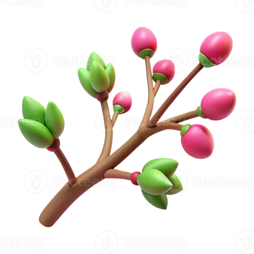 magnificent rustic Tree branch with buds detailed png
