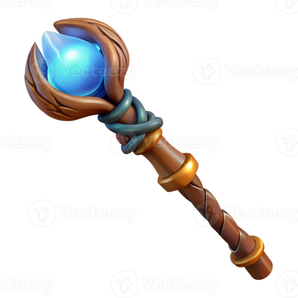 wonderful vintage A wizard's staff, carved from ancient oak, glowing with arcane energy authentic png