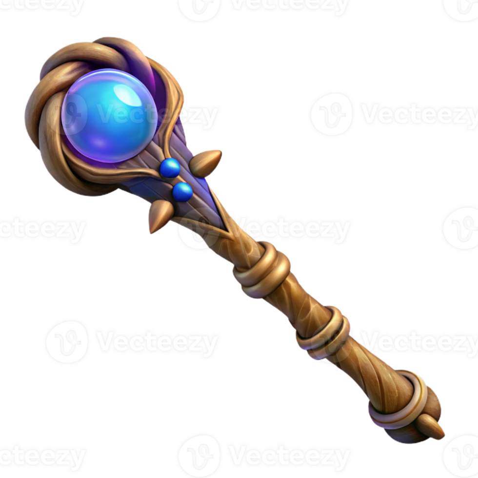 wonderful rustic A wizard's staff, carved from ancient oak, glowing with arcane energy 4K png