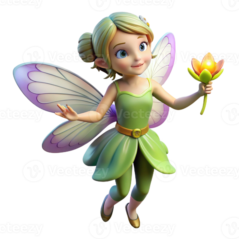 extraordinary vintage A whimsical fairy, delicate wings, holding a glowing flower original png