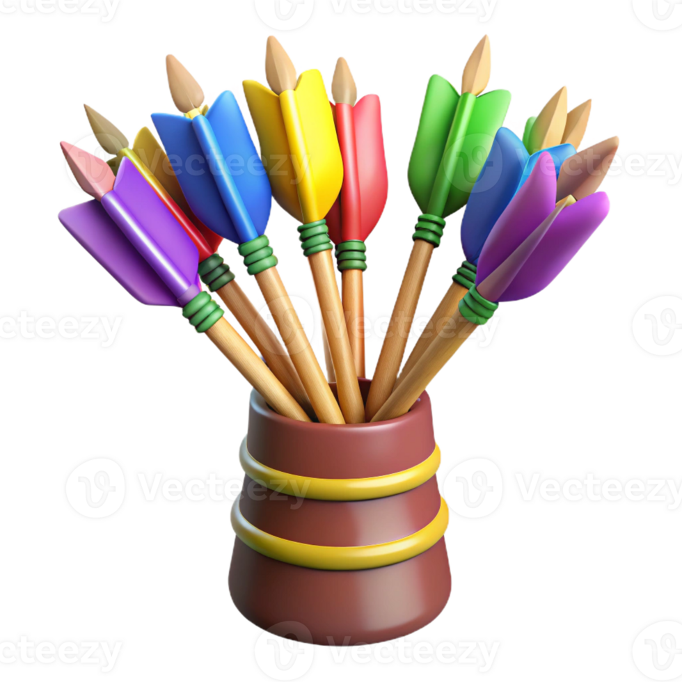 wonderful classic A quiver full of arrows, fletched with colorful feathers authentic png