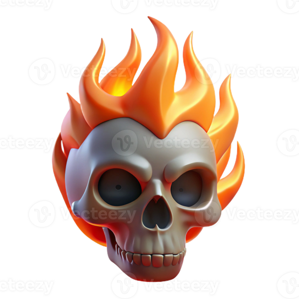 wonderful contemporary A stylized skull, wreathed in flames genuine png