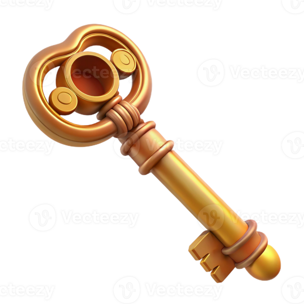 wonderful vintage A detailed, ornate key, possibly to a hidden treasure detailed png