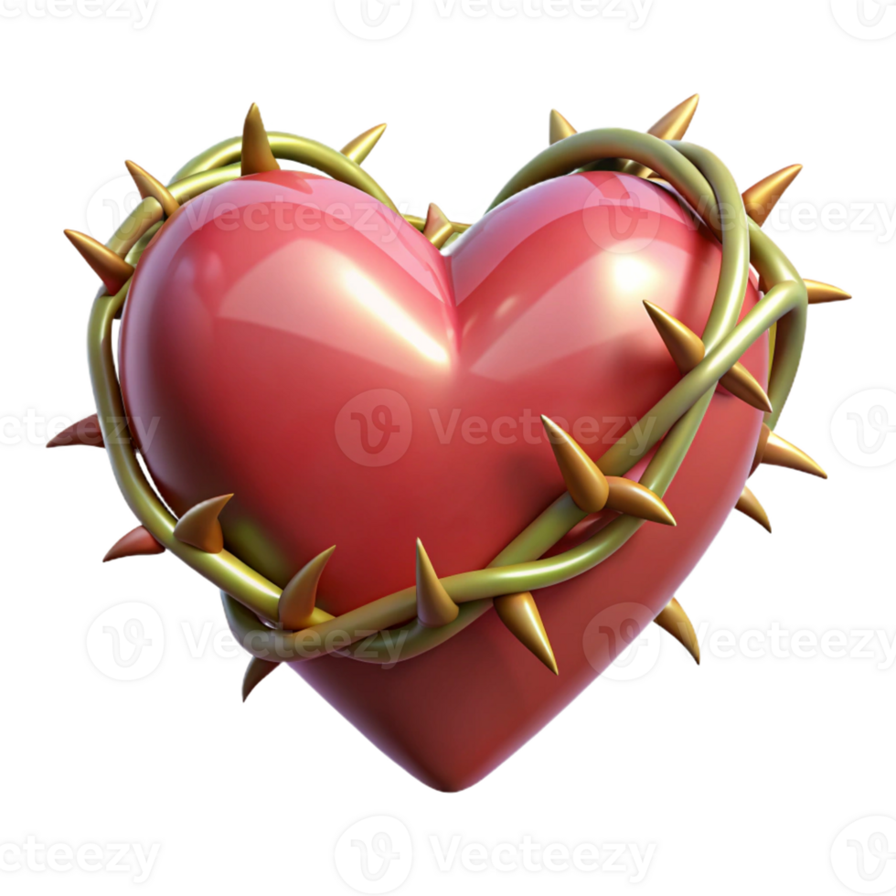 magnificent minimalist A stylized heart, adorned with thorns and vines exclusive png