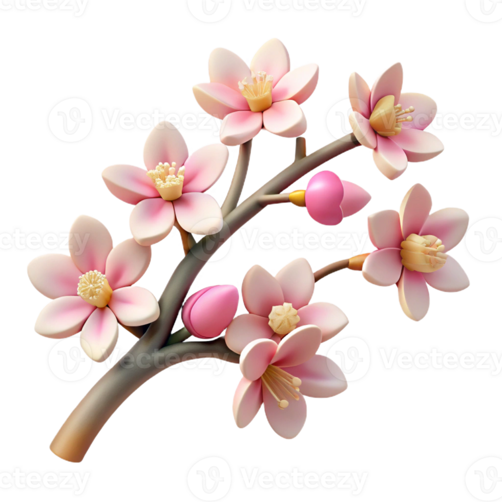 extraordinary vintage A stylized tree branch, covered in blossoms high resolution png
