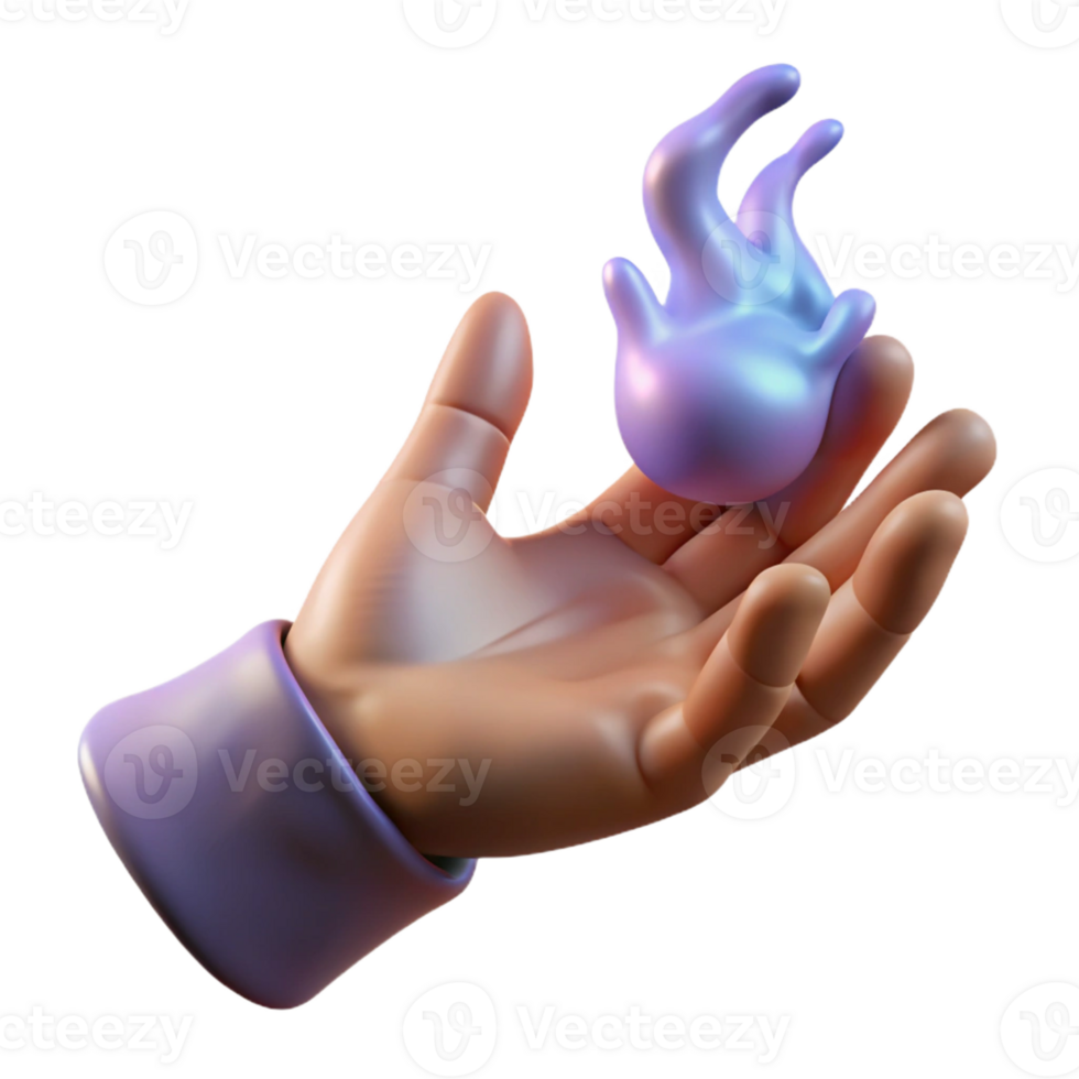 wonderful modern A realistic rendering of a human hand, casting a spell original png