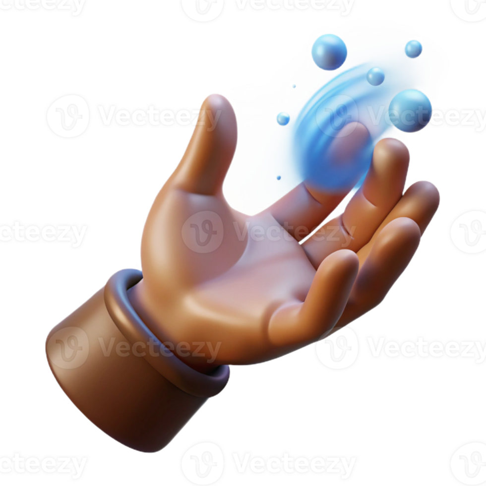 impressive contemporary A realistic rendering of a human hand, casting a spell premium png