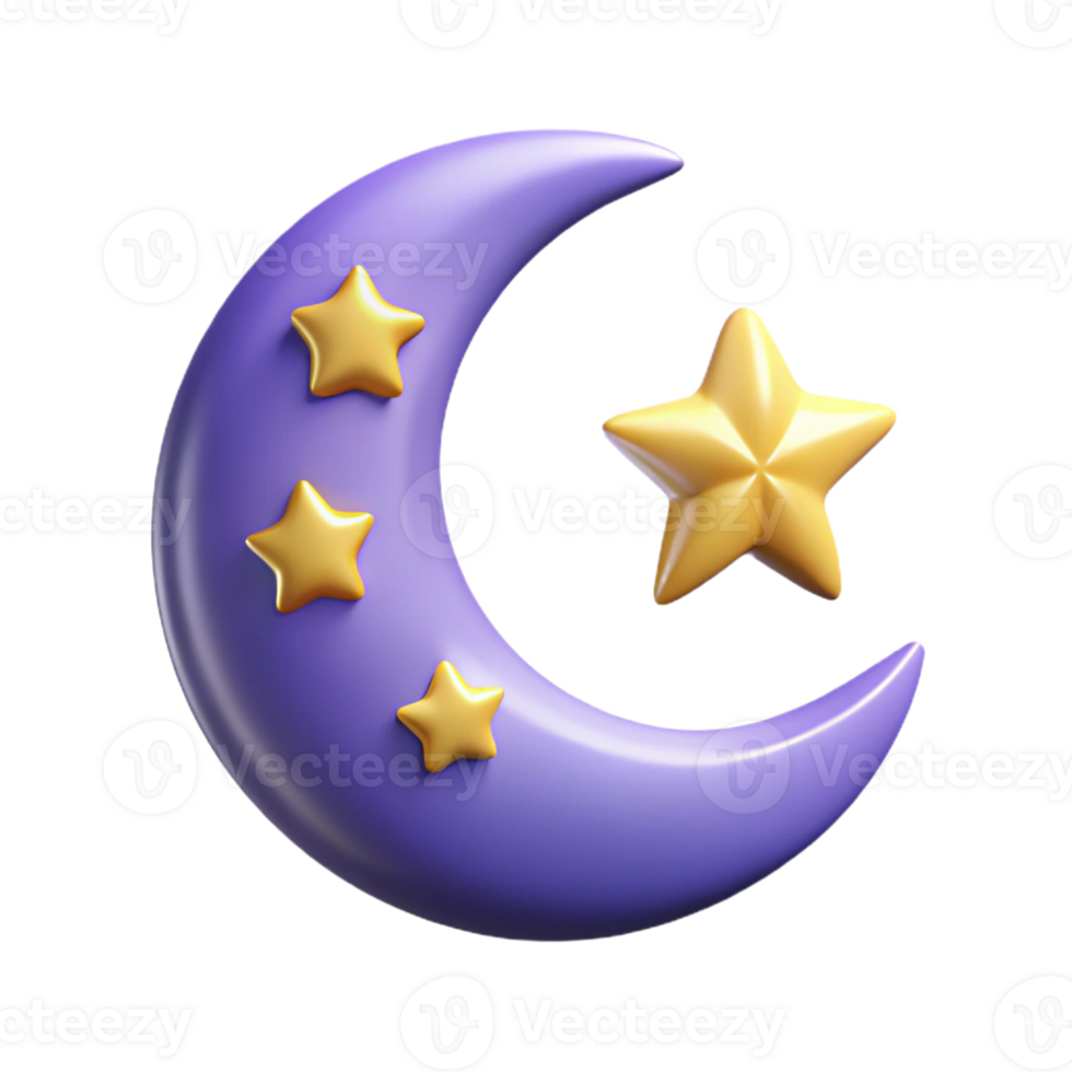 serene rustic A stylized crescent moon, adorned with stars high resolution png