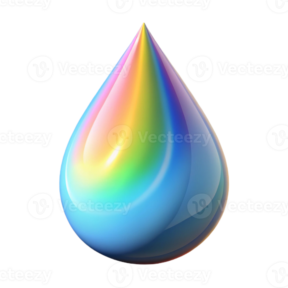 elegant contemporary A single, stylized raindrop, reflecting a rainbow 4K png