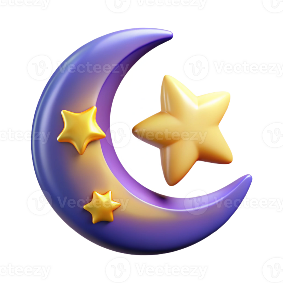 extraordinary contemporary A stylized crescent moon, adorned with stars high resolution png