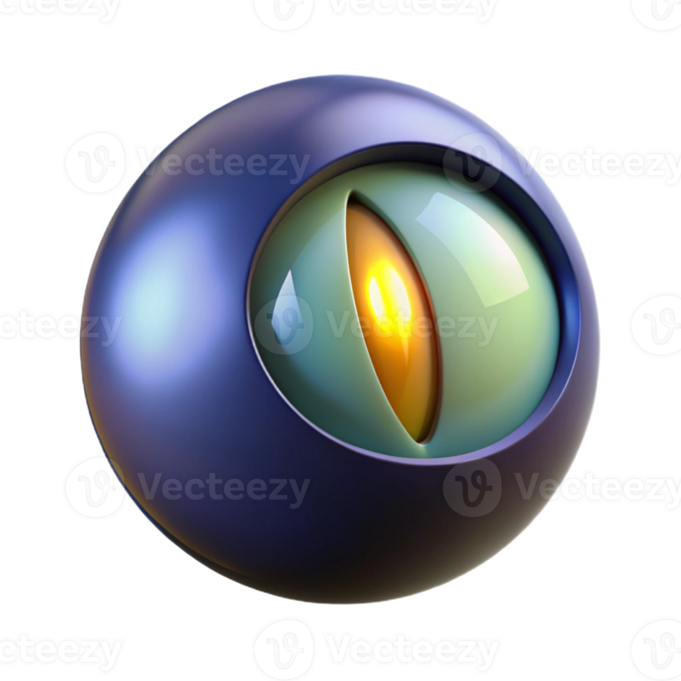 beautiful contemporary A realistic rendering of a cat's eye, glowing in the dark detailed png