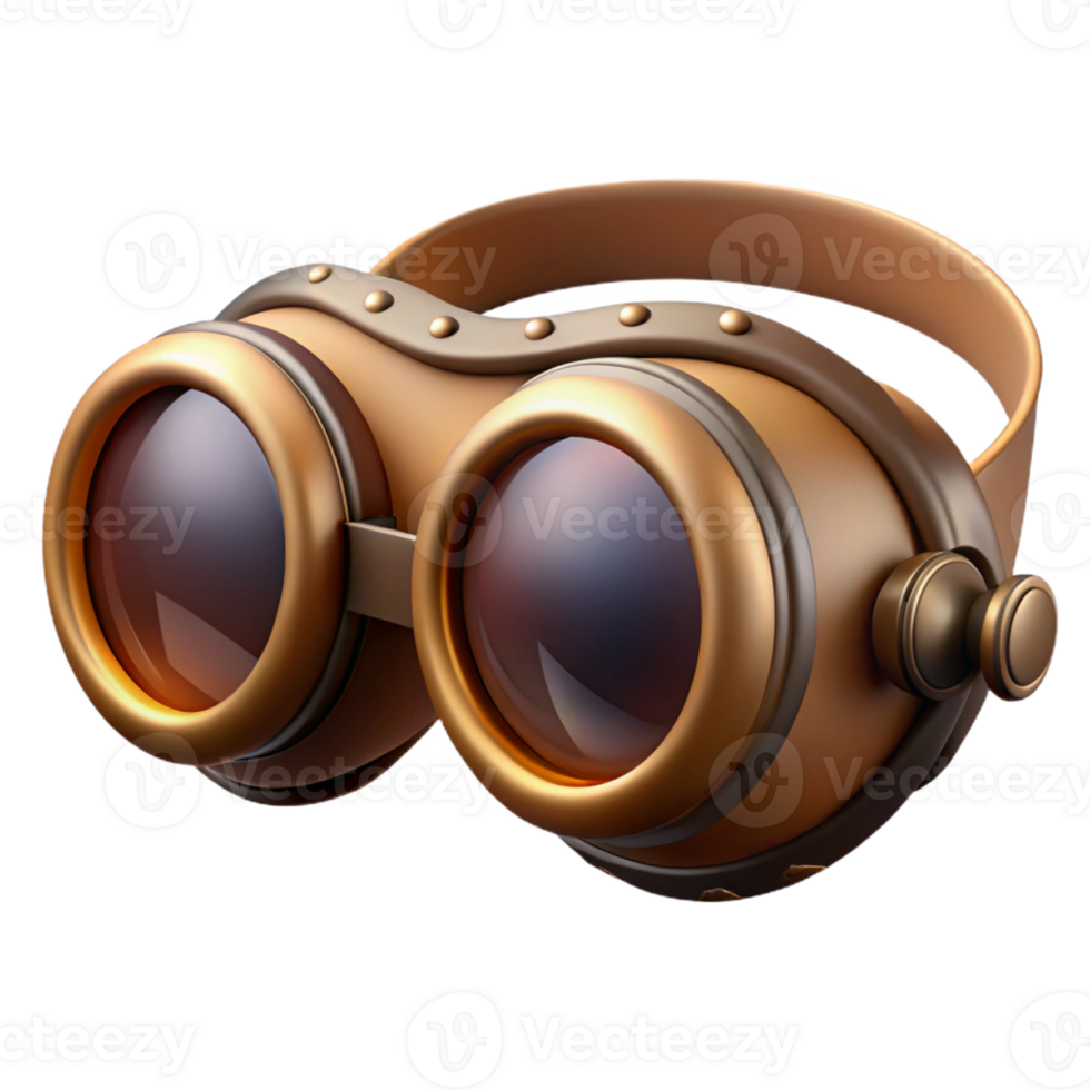 extraordinary modern Steampunk goggles, aviator style, with tinted lenses original png