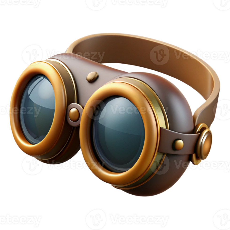 stunning classic Steampunk goggles, aviator style, with tinted lenses professional png