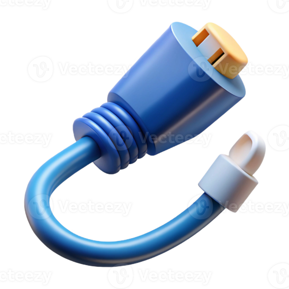 vibrant rustic Network cable with RJ45 connector detailed png