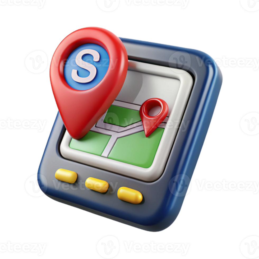 beautiful modern GPS navigation device with map display authentic png